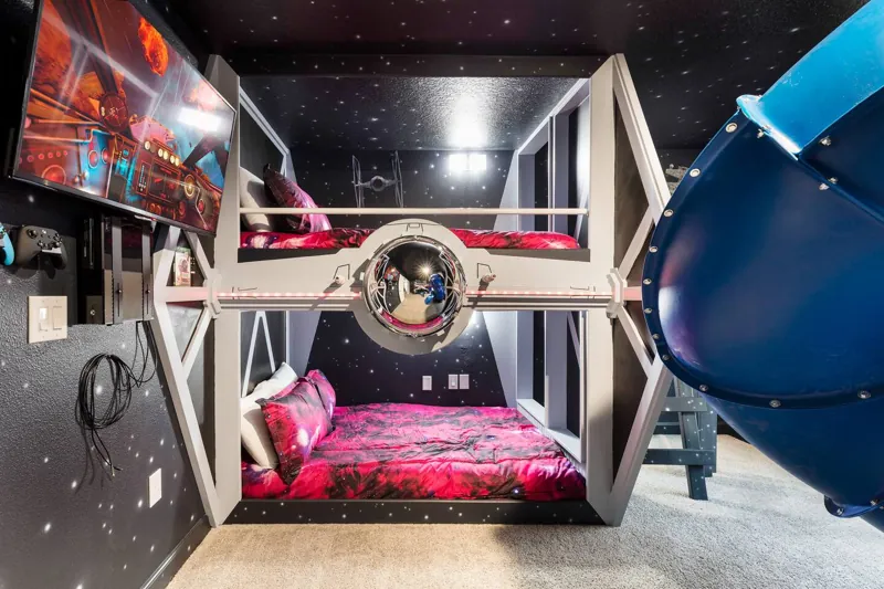 A closer look at the TIE fighter bunks and slide