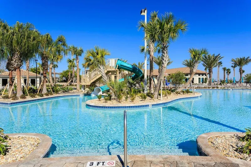 Resort pool and waterslide