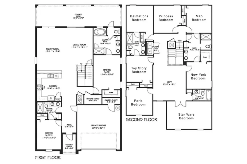 Ground-floor and upper-floor plans